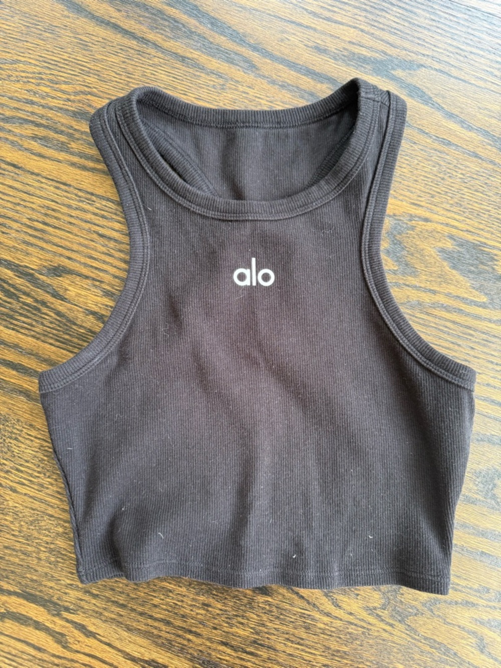 ALO Yoga Black Ribbed Cropped Tank Top